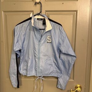 DKNY Light Blue Varsity Jacket with Navy Accents